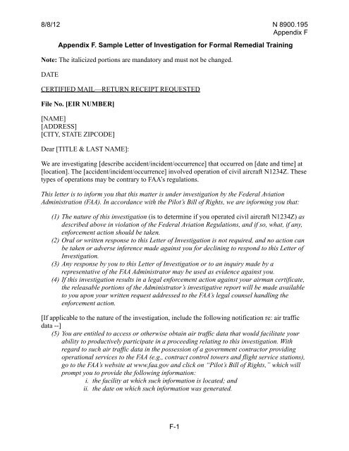 FAA Order 8900.195 - Aircraft Owners and Pilots Association