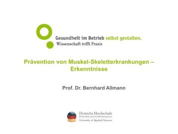 Vortrag Prof. Bernhard Allmann Gesundheit im Betrieb selbst ...