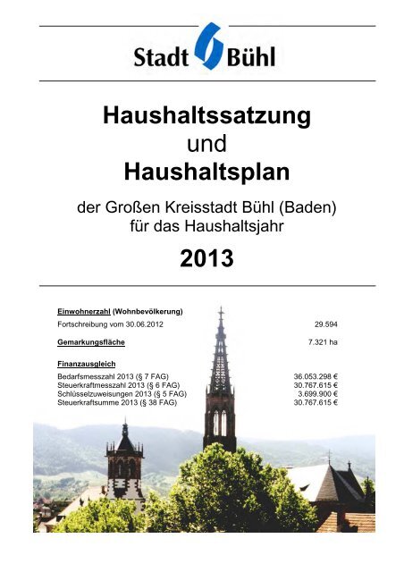 Haushaltssatzung und Haushaltsplan 2013 - Stadt Bühl