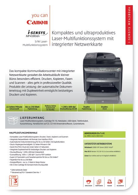 Datenblatt Drucker