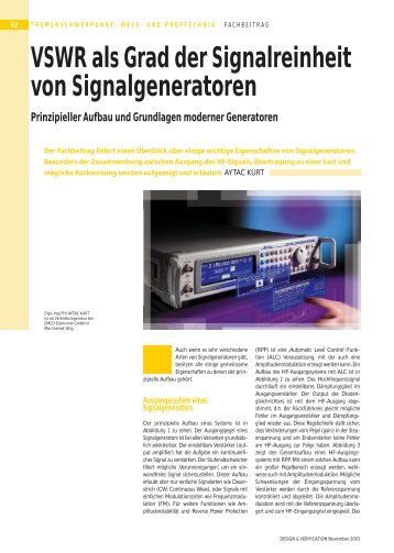 VSWR als Grad der Signalreinheit von Signalgeneratoren