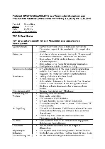 Protokoll der efa-Hauptversammlung 2006 (PDF) - Andreae ...