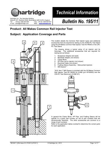 Technical Information Bulletin No. 195/11 - Hartridge Test Equipment