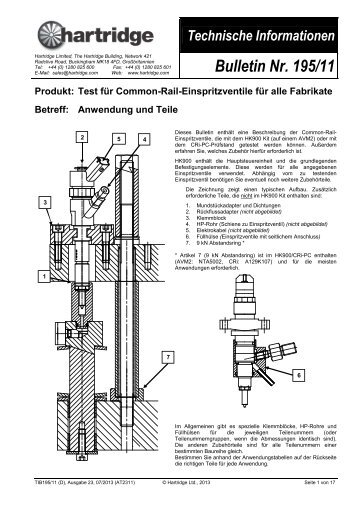 Bulletin Nr. 195/11 - Hartridge Test Equipment