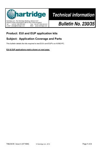 Technical information Bulletin No. 230/35 - Hartridge Test Equipment