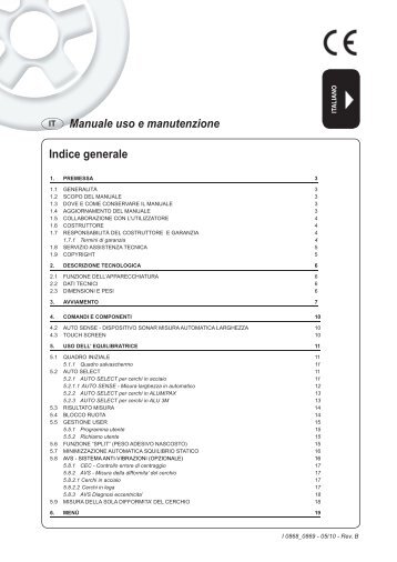 Indice generale Manuale uso e manutenzione - Hofmann Megaplan