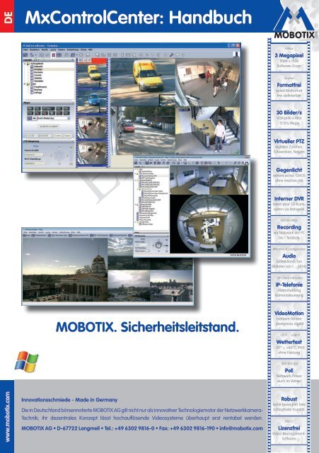 Mxcontrolcenter Handbuch X Camtech Inside De