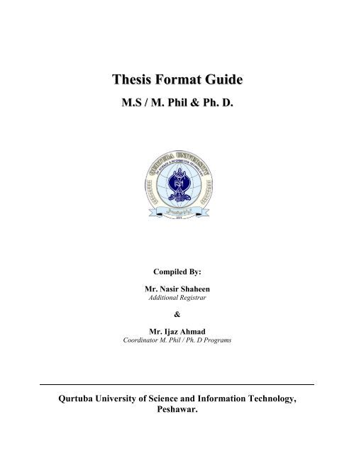 Normal Thesis Format Thesis Format Guide - Qurtuba University of Science & Information ...