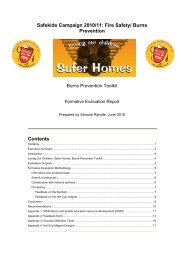 Safekids Campaign 2010/11: Fire Safety/ Burns Prevention Contents