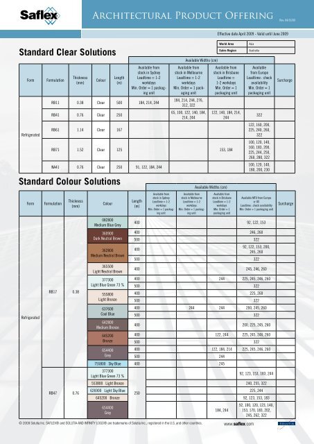 Architectural Product Offering - Saflex.com