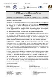 1. SADC Agricultural Business Forum - Ãber SAFRI