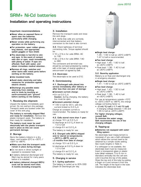 SRM+ Ni-Cd batteries - Saft