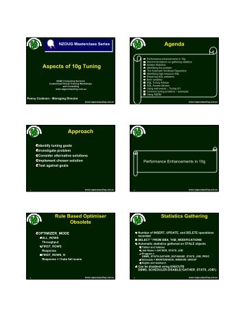 Aspects of 10g Tuning Agenda Approach - SAGE Computing Services