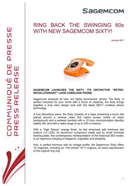 RING BACK THE SWINGING 60s WITH NEW SAGEMCOM SIXTY!