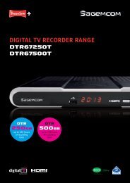 digital tv recorder range dtr67250t dtr67500t - Sagemcom Digital