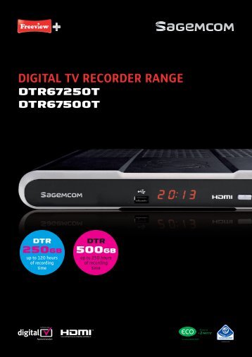 digital tv recorder range dtr67250t dtr67500t - Sagemcom Digital