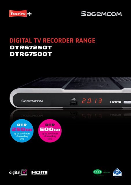 digital tv recorder range dtr67250t dtr67500t - Sagemcom Digital