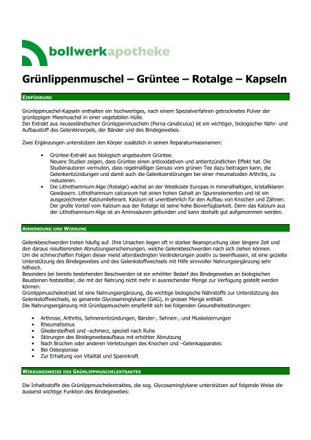 grünlippmuschel kapseln.pdf - Bollwerkapotheke