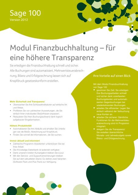 Sage 100 Modul Finanzbuchhaltung â fÃ¼r eine ... - Sage Schweiz AG