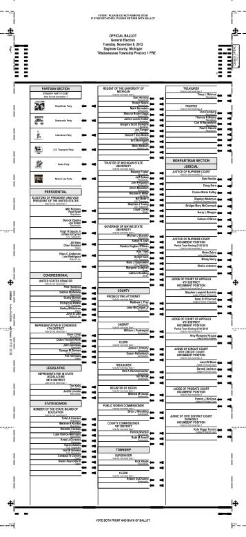 Tittabawassee Township November Ballot 2012 - Saginaw County