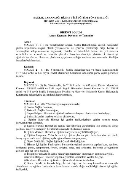 saglik bakanligi hizmet ici egitim yonetmeligi saglik bakanligi hizmet ici egitim yonetmeligi