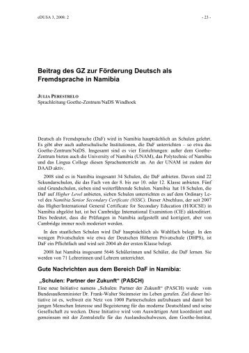 Beitrag des GZ zur FÃ¶rderung Deutsch als Fremdsprache in ... - SAGV