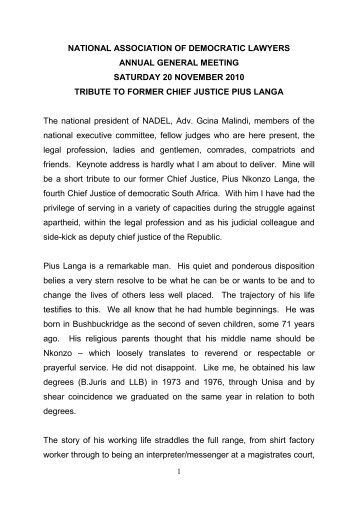 Tribute to former Chief Justice Pius Langa - South African History ...