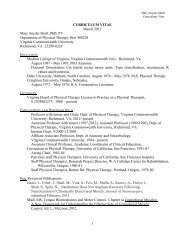 Curriculum Vitae - School of Allied Health Professions - Virginia ...