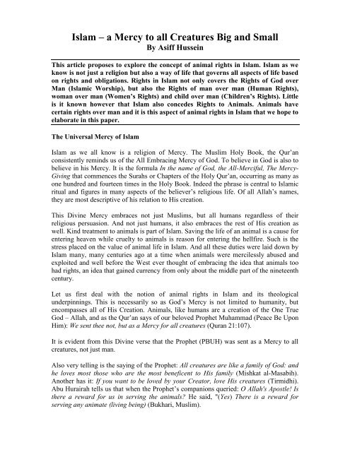 Animal Rights in - Sailan Muslim Animal Rights in - Sailan Muslim