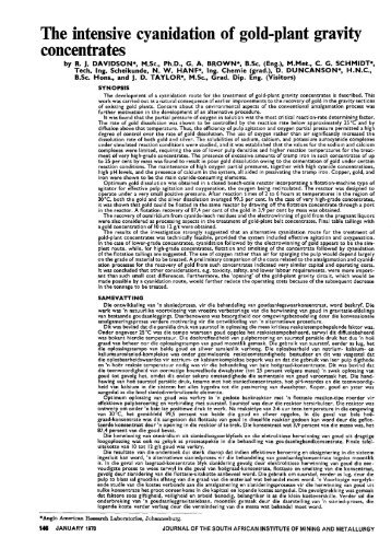 The intensive cyanidation of gold-plant gravity concentrates - saimm