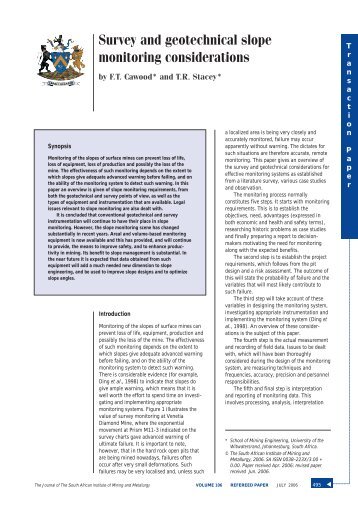 Survey and geotechnical slope monitoring considerations - saimm