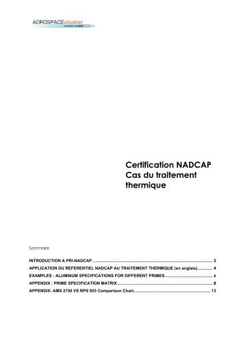 Certification NADCAP Cas du traitement thermique - (CCI) de Saint ...