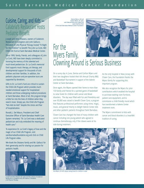 Cornerstone - Winter 2010 Issue 1 pdf - Saint Barnabas Medical ...