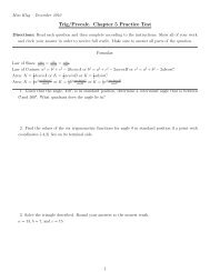 Trig/Precalc. Chapter 5 Practice Test