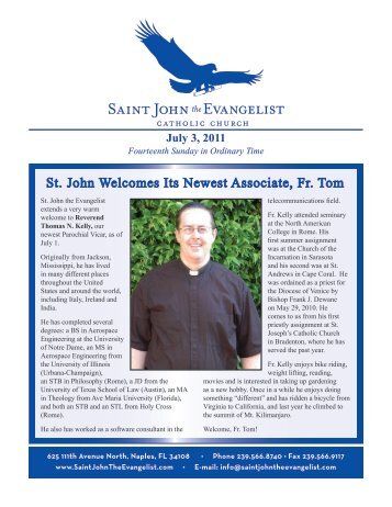 St. John Welcomes Its Newest Associate, Fr. Tom - Saint John The ...