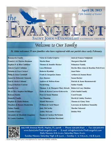 Welcome to Our Family - Saint John The Evangelist