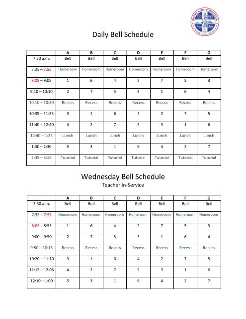 Daily Bell Schedule Wednesday Bell Schedule Saint Louis School daily-bell-schedule-wednesday-bell-schedule-saint-louis-school