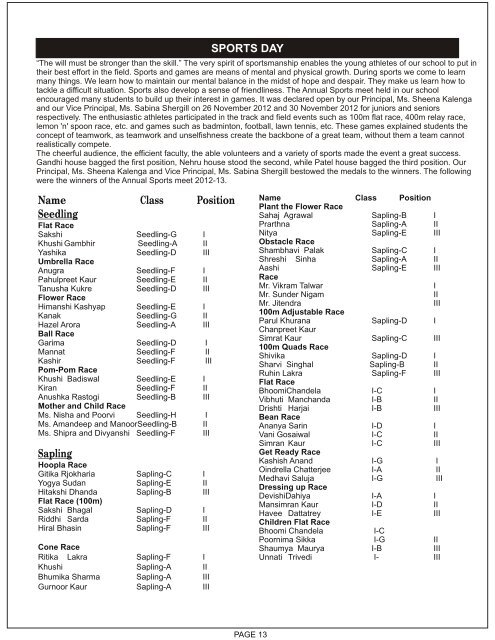 Sep'12-Nov'12 - Saint Mark's Sr. Sec. Public Schools