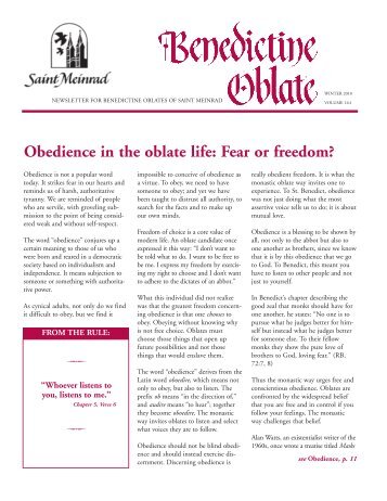 Benedictine Oblate - Winter 2010 - Saint Meinrad Seminary and ...