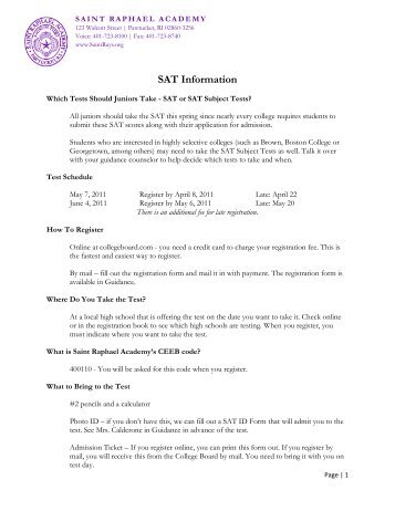 SRA - New SAT Information Sheet _Junior - Saint Raphael Academy