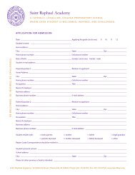 Application for Admission - Saint Raphael Academy