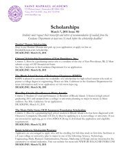 SRA - New Scholarships - Saint Raphael Academy