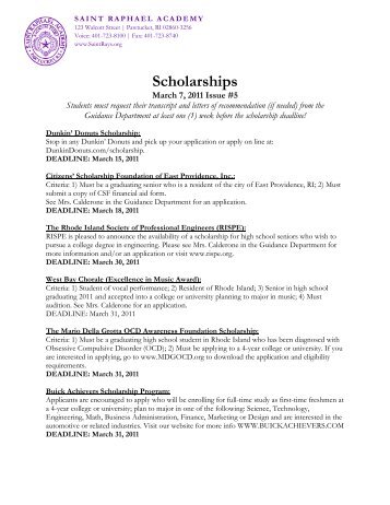 SRA - New Scholarships - Saint Raphael Academy