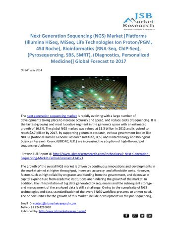  JSB Market Research: Next Generation Sequencing (NGS) Market - Global Forecast to 2017