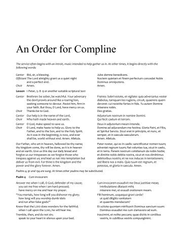 An Order for Compline - St. Stephen's Episcopal Church