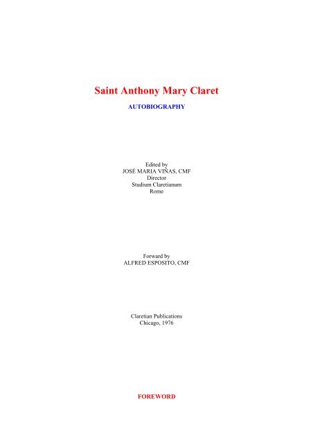 Saint Anthony Mary Claret - Catholic Apologetics Information