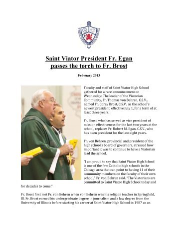 Saint Viator names its next president - Saint Viator High School