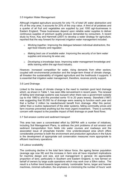 The Current Status of Soil and Water Management in England