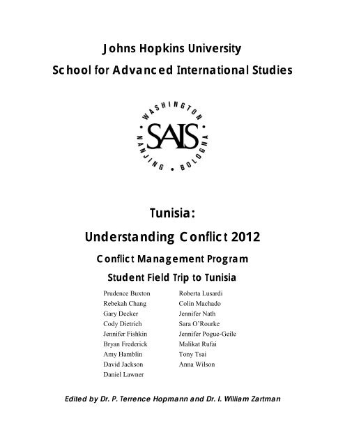 Tunisia: Understanding Conflict 2012 - Johns Hopkins School of ...