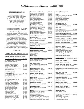 Administration Directory for 2000-2001 - San Antonio Independent ...